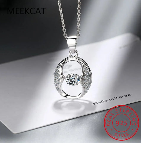 Moissanite Necklace Halo Pendant 0.5ct 925 Sterling Silver