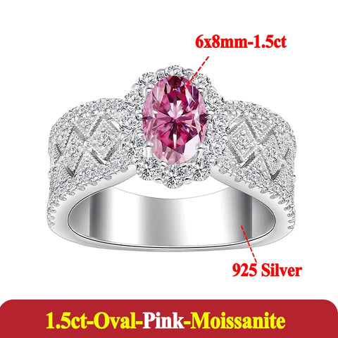 Fashion Pink 1ct Oval Moissanite Ring