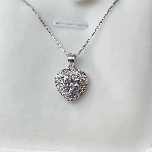 White Gold Plated D Color Moissanite Necklace Pendant for Daily Wear 1ct Round Moissanite Necklace Pendant