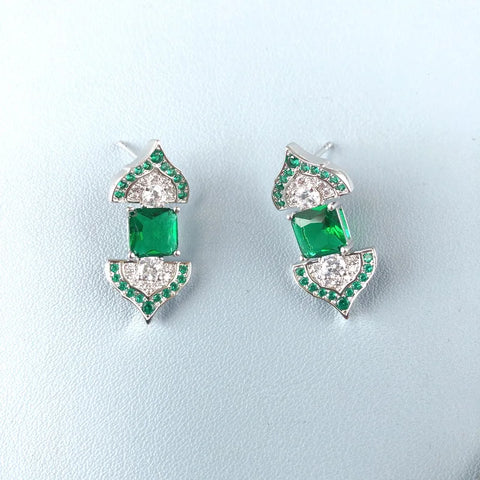 Designer Collection Style Necklace Earrings Women Lady Inlay Cubic Zircon Synthetic Emerald Pendant Dinner Party Jewelry Sets