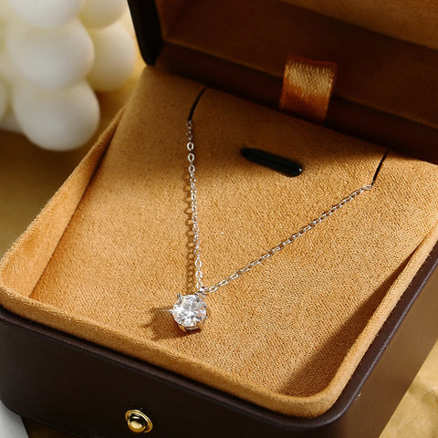 Serenity 1ct D Color Moissanite Pendant Necklace for Women Wedding 100% S925 Solid Silver Necklace Chain Plated 18K Anniversary