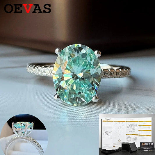 Oval Aquamarine Moissanite Ring