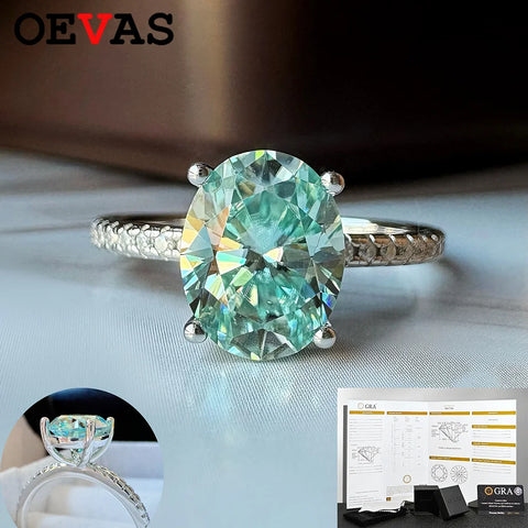 Oval Aquamarine Moissanite Ring
