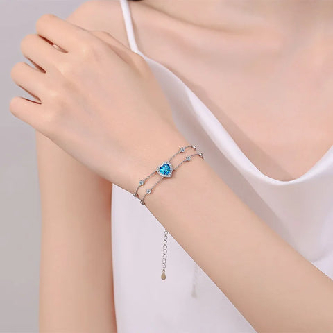 1.0 ct Blue Moissanite S925 Sterling Silver Bracelets