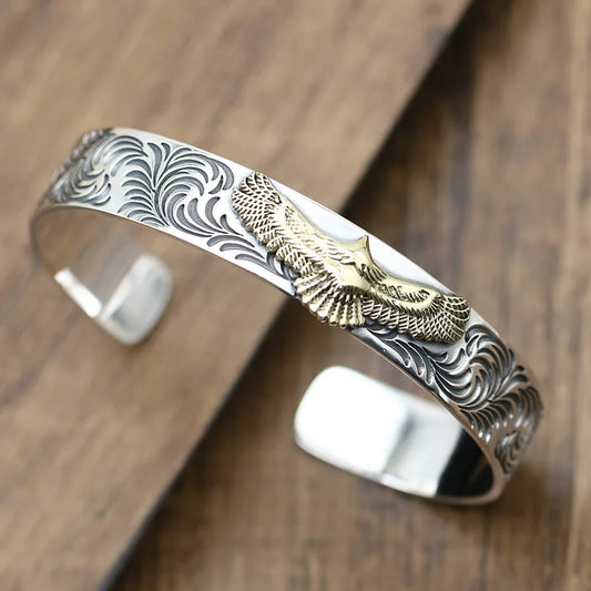 Sterling Silver Eagle Bracelet Male Thai Silver