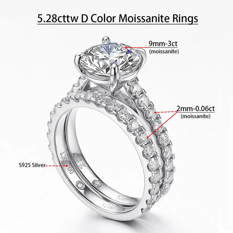 Serenity 1.4cttw D Color VVS1 Moissanite Row Rings