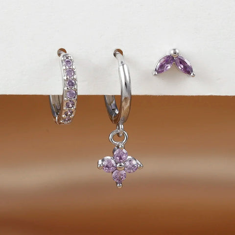 3PCS Exquisite Green Zircon Hanging Earrings