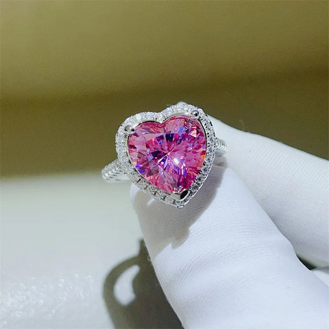 Carat Purple Pink Heart Moissanite Ring