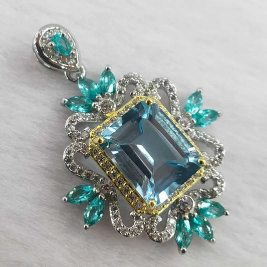 SACE GEMS New Trend Sky Blue Topaz Pendant
