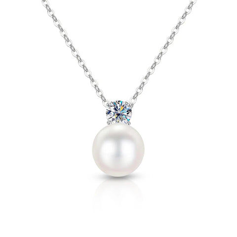 D Color Moissanite Pearl Jewelry Sets for Women 4mm Moissanite Diamond Pendant Necklace Earrings Luxury Wedding Anniversary Gift