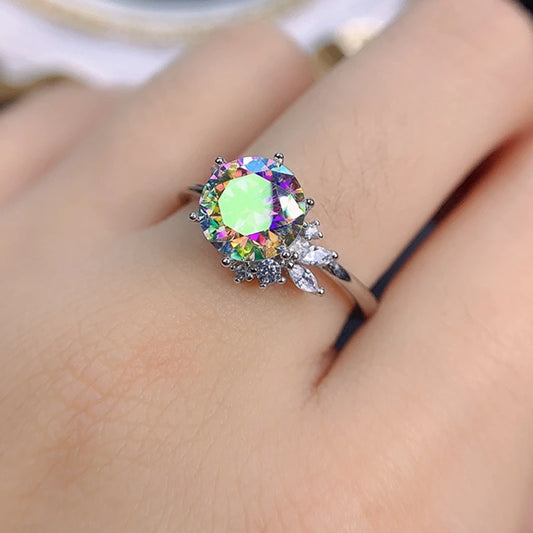 Newest 2 ct Colorful Moissanite Ring