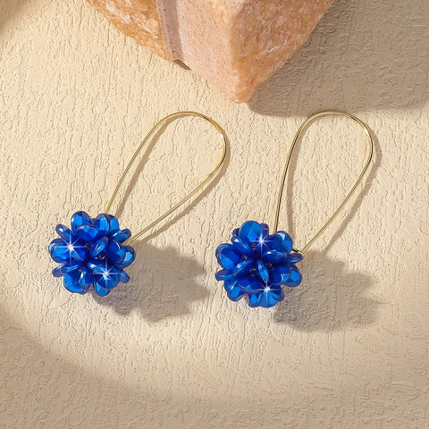2PC Women's Fashion Trend DIY Pearl Petal Ball Earrings