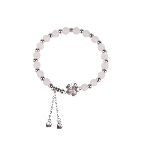 Luxurious Gold Thread Jade Peach Blossom Bracelet