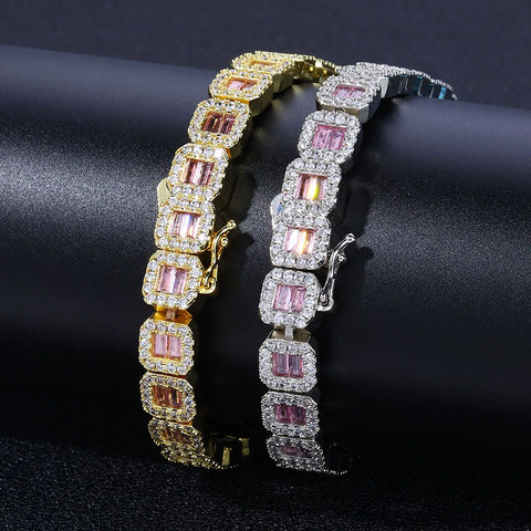 Hip Hop 8mm Square Diamond  Bracelet