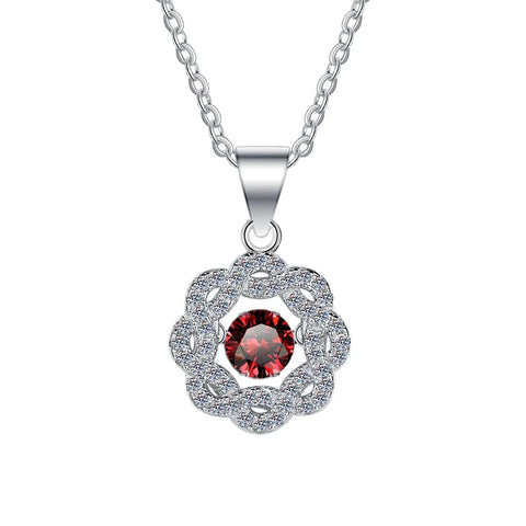 JEJIRCON S925 Sterling Silver Moissanite Necklace for Women 0.5CT Jumping Heart Moving Flower Versatile Pendant Clavicle Chain