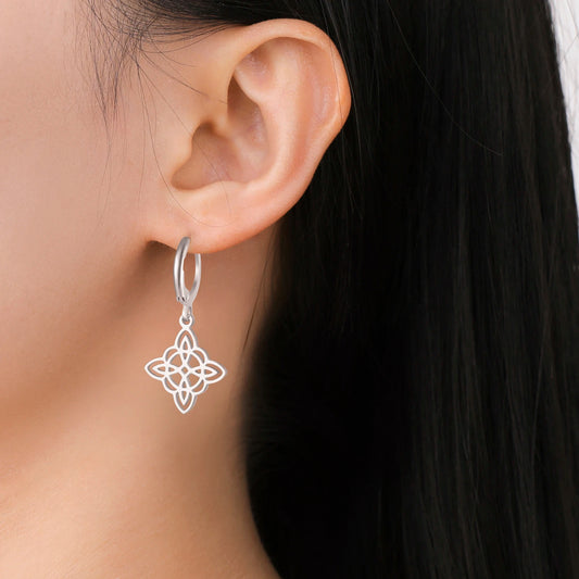 Irish Witch Knot Pendant Earrings Stainless Steel