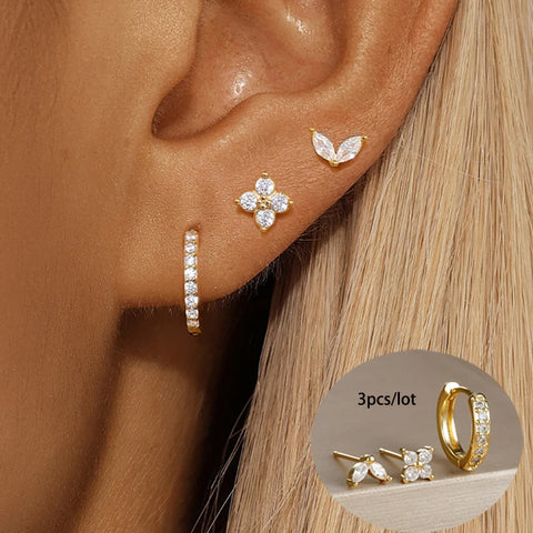 3PCS Stainless Steel Earrings