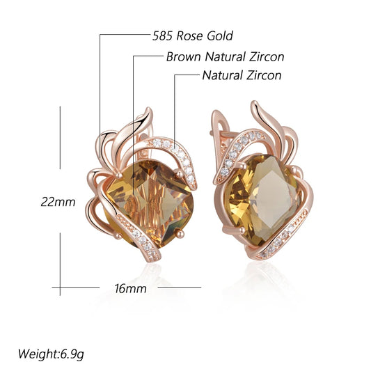 Kinel Hot Brown Natural Zircon English Earrings