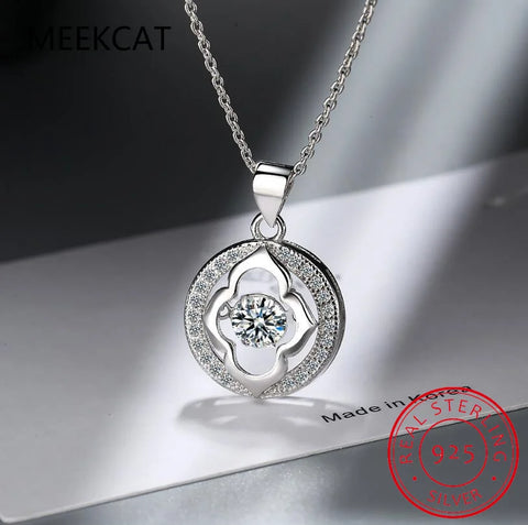 Moissanite Necklace Halo Pendant 0.5ct 925 Sterling Silver