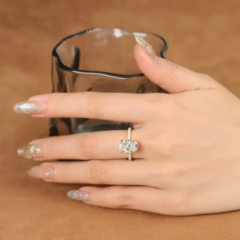 4.5CT Oval Cut Full Moissanite Ring