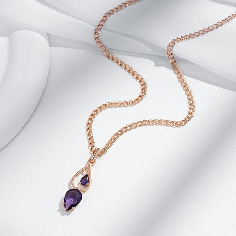 Kinel Hot Purple Natural Zircon Long Pendant