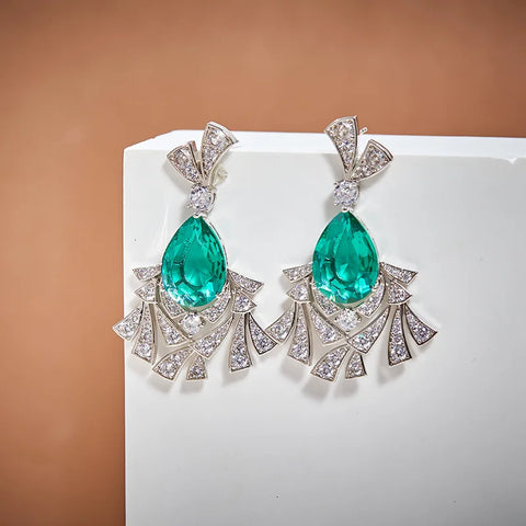 EYER Top Grade Temperament AAA Zircon designer Necklace For Women Luxury Green Drop Earrings Wedding Evening Dress Jewelry Set