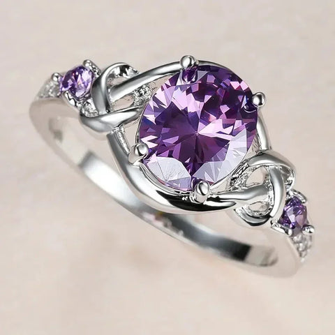 2025 Oval Purple Cubic Zirconia Women Rings