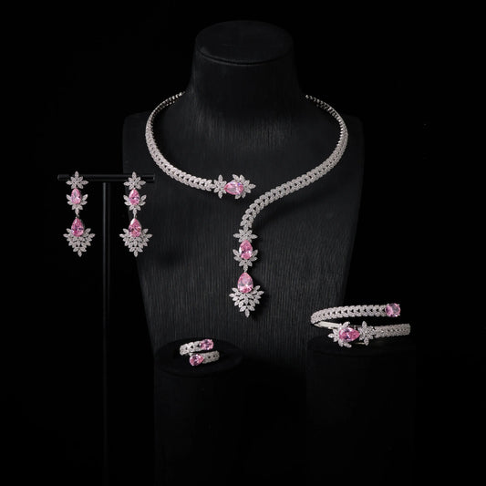 240905 Cuff Necklace Set for Women Bridal Wedding Party Cubic Zirconia  Jewelry Sets For Wedding Party Dress Suits Jewelry set
