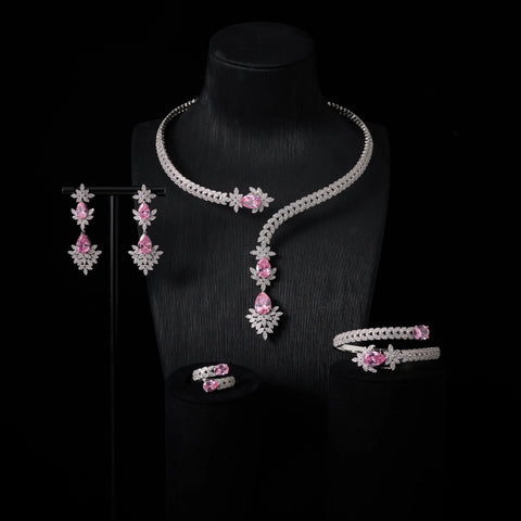 240905 Cuff Necklace Set for Women Bridal Wedding Party Cubic Zirconia  Jewelry Sets For Wedding Party Dress Suits Jewelry set