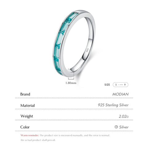 MODIAN 925 Sterling Silver Green Emerald Cute Zirconia