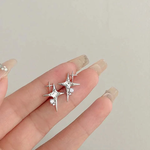 Kpop Y2K Blue Crystal Star Pendant Earrings