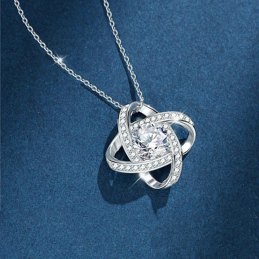 Eternity Fashion Zircon Love Knot Pendant Necklace
