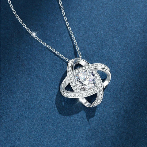 Eternity Fashion Zircon Love Knot Pendant Necklace