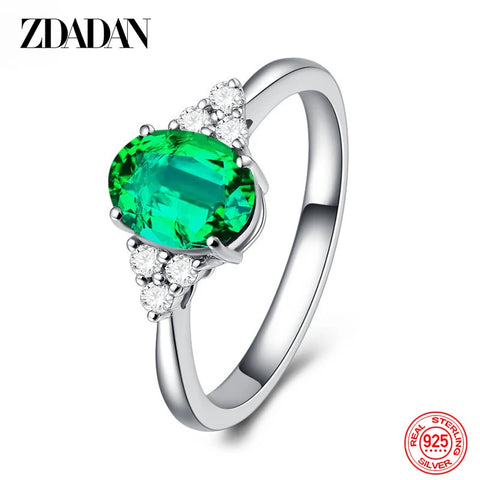 ZDADAN 925 Silver Round Sapphire Ring