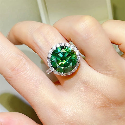 Serenity 10ct Emerald Color Big Moissanite Rings