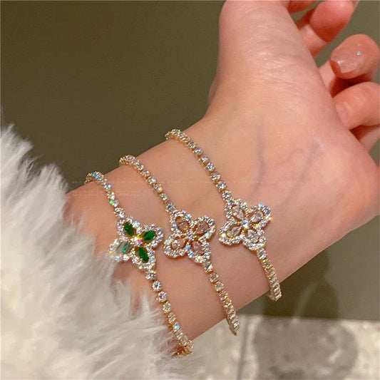 Korean Original Design Sparkling Zircon Flower Bracelet