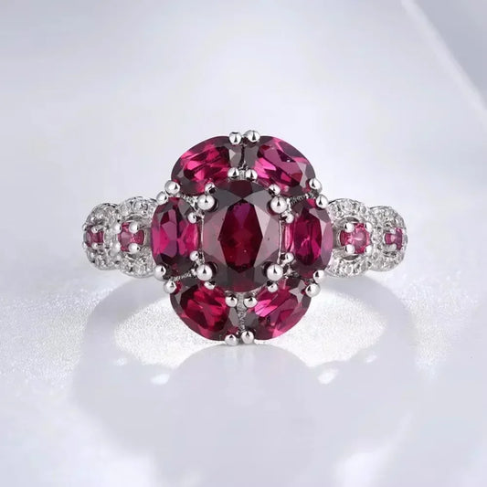 GZ ZONGFA Purple Rhodolite Garnet Halo Rings