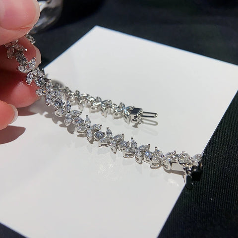 Leaf Flower Pear Zircon Bracelet