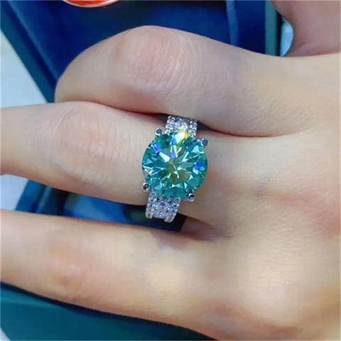 FEOBUR 2/3/5CT Green Moissanite Rings