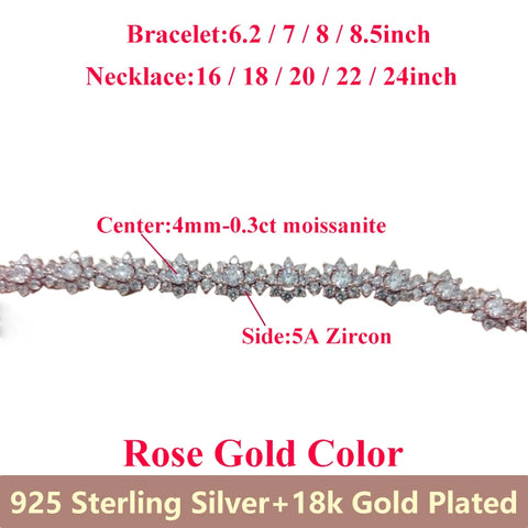 D VVS1 Moissanite Diamonds Bracelet Necklace For Women 925 Sterling Silver Jewelry Plated 18k Gold Bracelet Necklace For Wedding