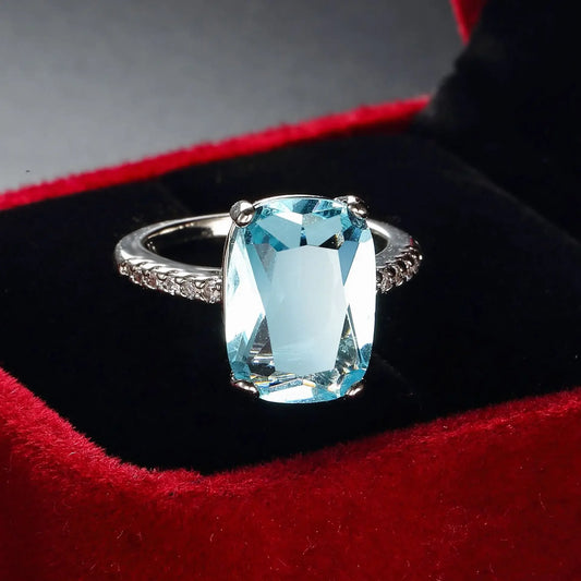 New Round Finger Ring Dazzling Blue AAA Cz Zircon Stone