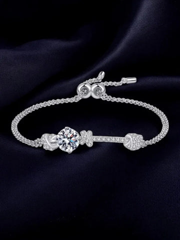 MoisaLuxe Official Store GRA Moissanite Plata  Bracelet