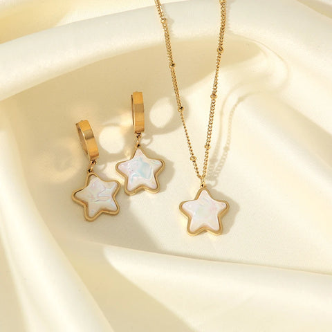 EILIECK 316L Stainless Steel Star Flower Bear Necklace Earrings