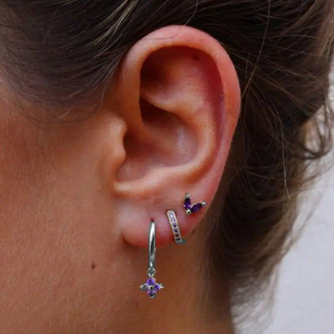 Cubic Zirconia Chain Hoop Earring