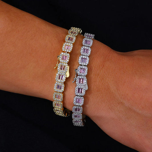 Hip Hop 8mm Square Diamond  Bracelet