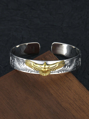S925 sterling silver gold eagle feather bracelet