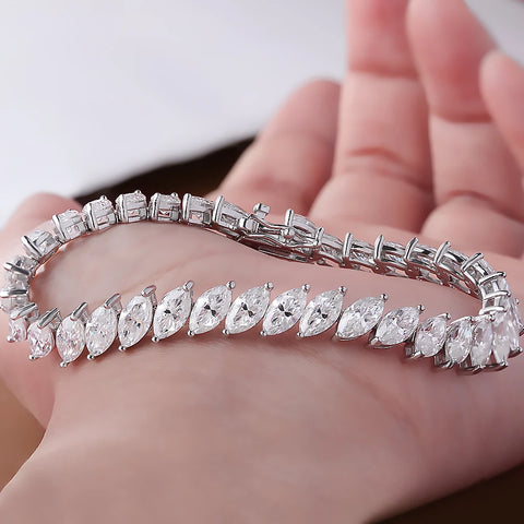 BXINY Luxury Marquise Cut All Moissanite Tennis Bracelet