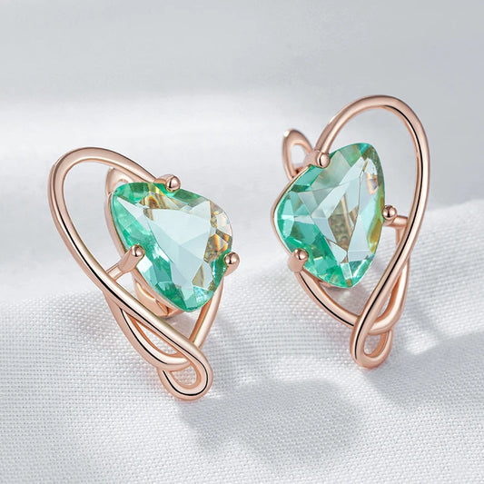 Wbmqda  Light Green Stone Geometric Drop Earrings