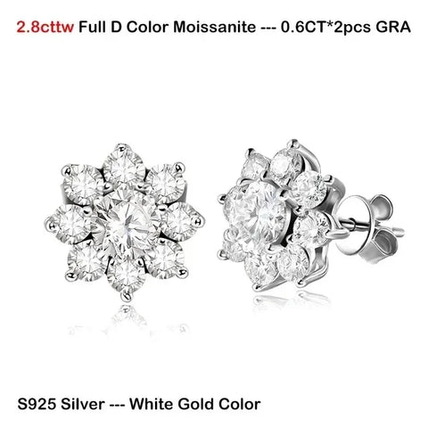 FEOBUR Full Moissanite Diamond Jewelry Set for Women 925 Sterling Silver Luxury Sunflower Necklace Bangle Bridal Wedding Sets