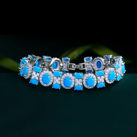 ThreeGraces 2024 New Luxury Blue Turquoise Geometric